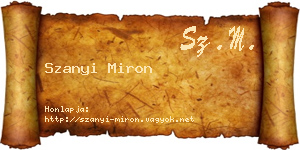 Szanyi Miron névjegykártya